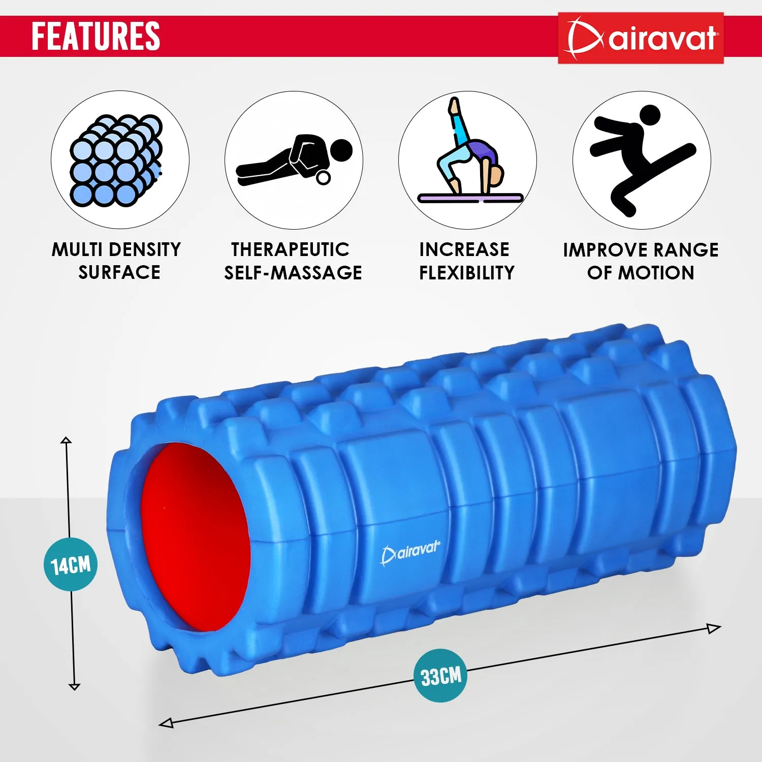 AIRAVAT FOAM ROLLER HOLLOW 33CM