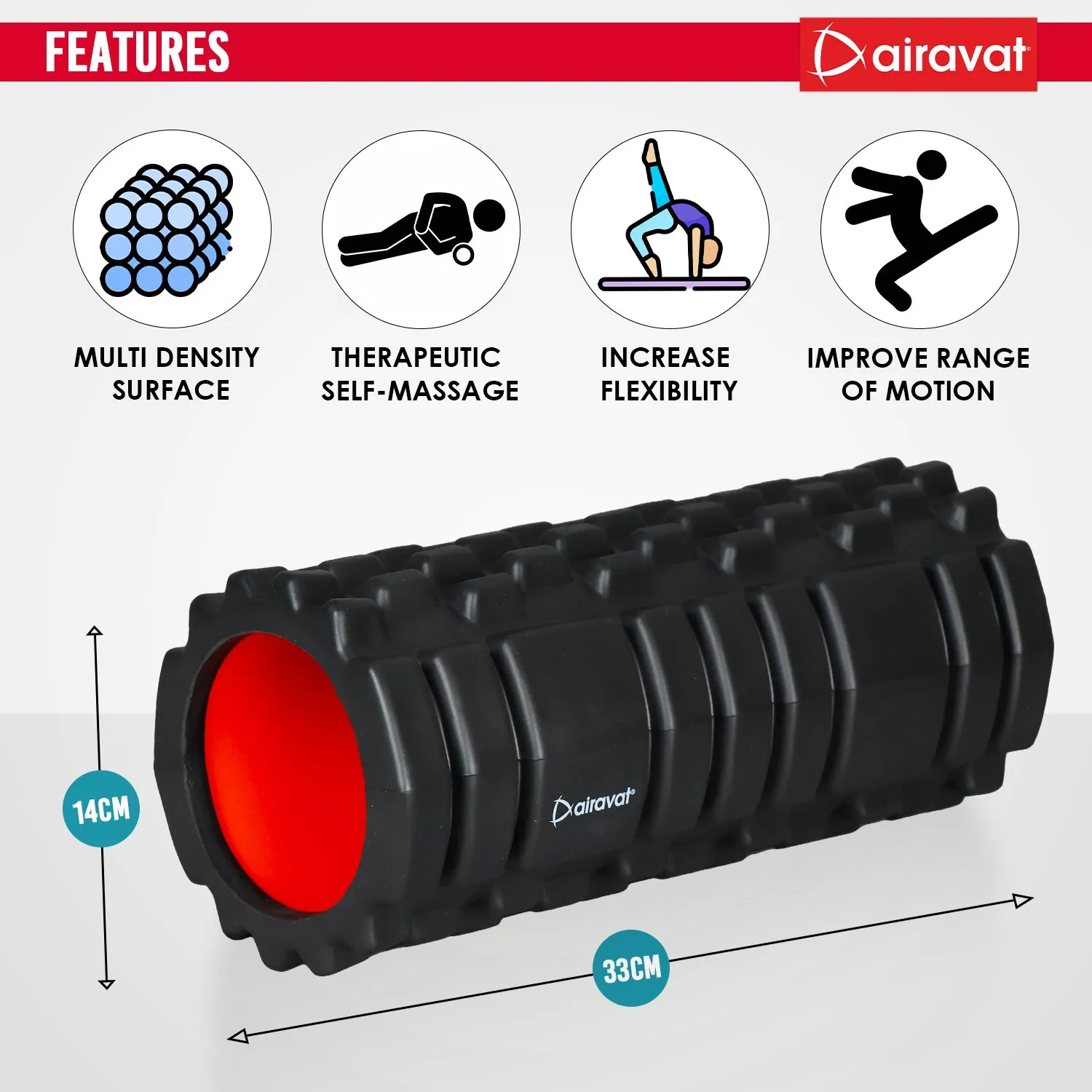 AIRAVAT FOAM ROLLER HOLLOW 33CM