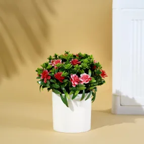 Homestic Artificial Plant | Plants for Office Décor | Artificial Flowers for Decoration | Natural Looking Flower Plants with Pot | 20 Headed Flower and Grass Balls Flower | Multicolor